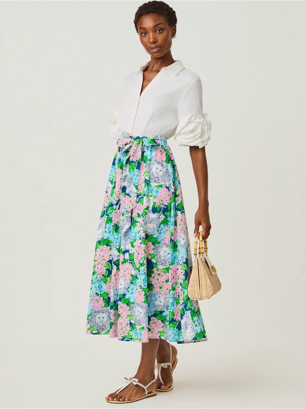 NWT Lilly Pulitzer Sonaire Midi Shirtdress Starlight Navy Lydia the Lion